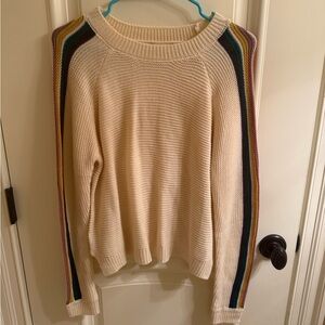 Altar'd State Women's Rainbow Sleeve Beige Sweater - M